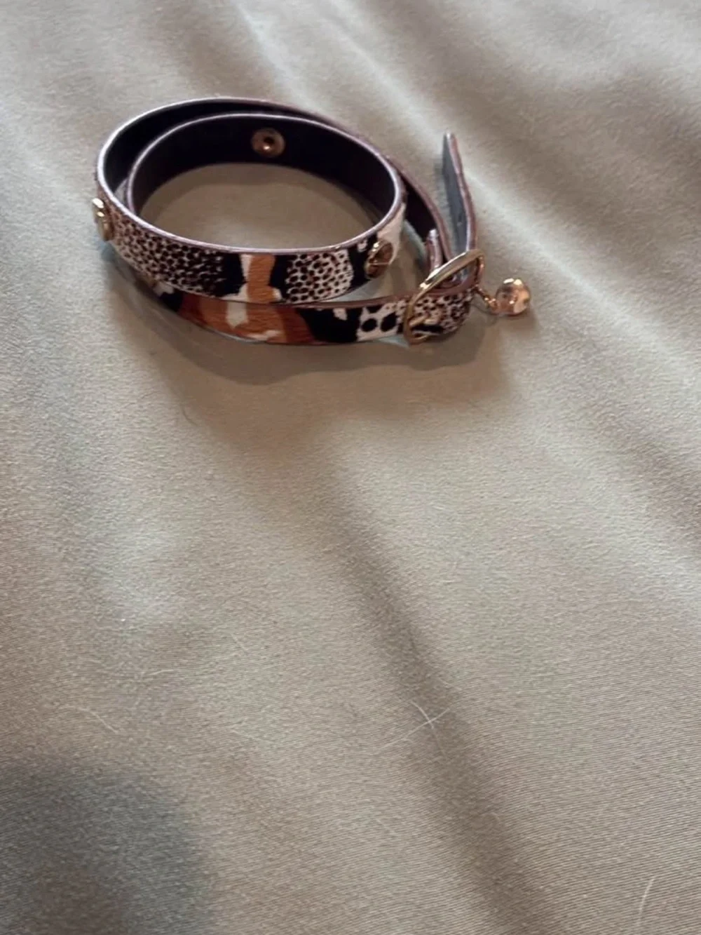 Animal Print Double Wrap Women’s Bracelet - Brown/Black/White
